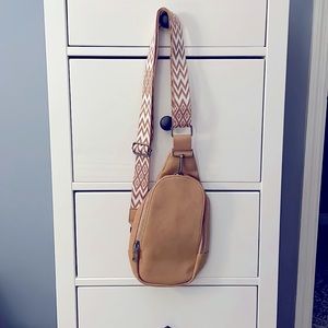 Camel sling back purse